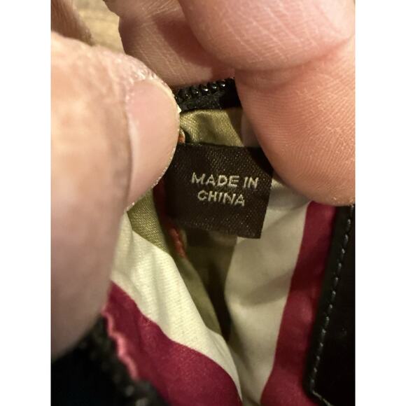 Coach Legacy Logo Signature Leather Stripe Black Canvas Wristlet - Picture 6 of 8